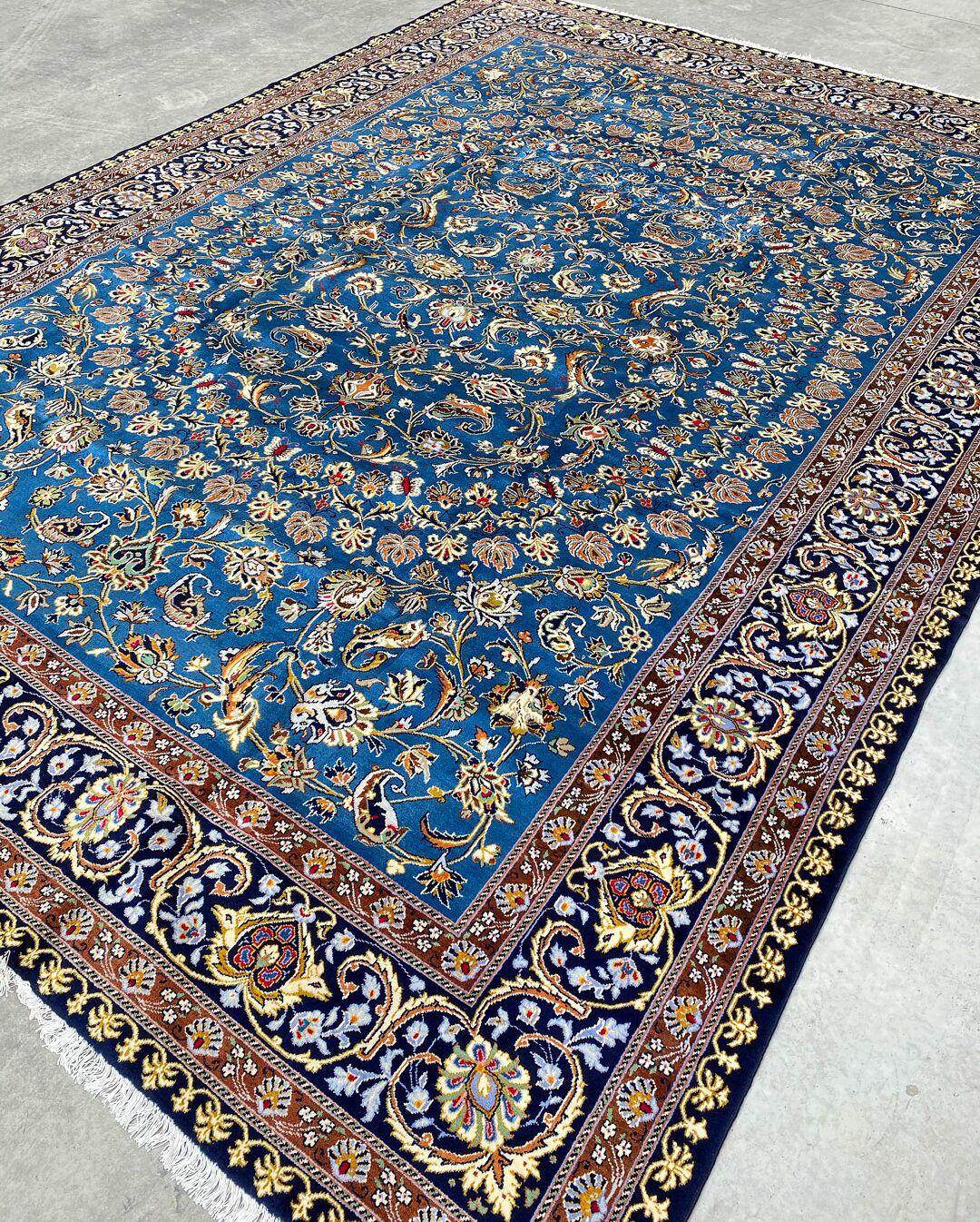 4.1x3M Signed Indigo Blue Kashan Rug - Image 3