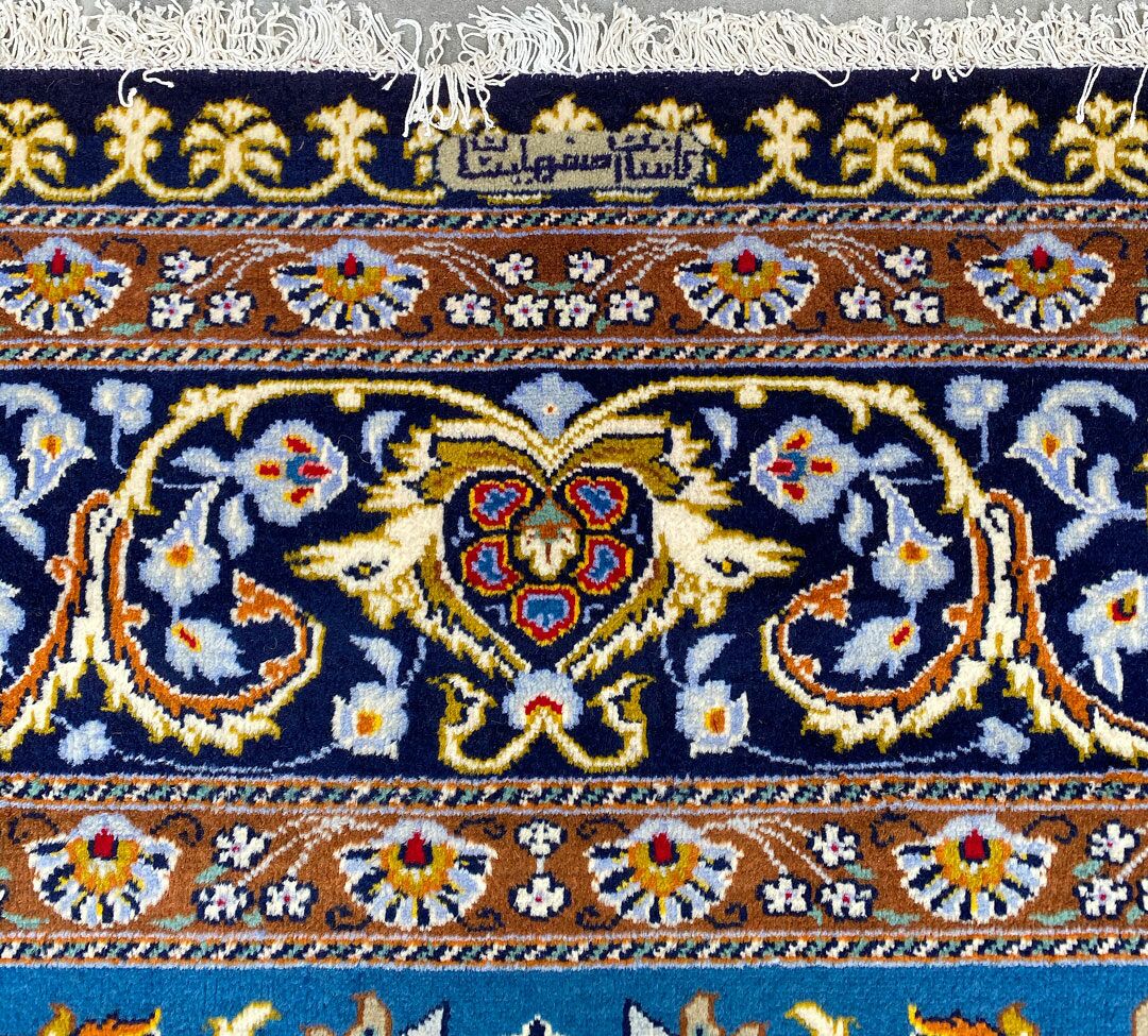 4.1x3M Signed Indigo Blue Kashan Rug - Image 2