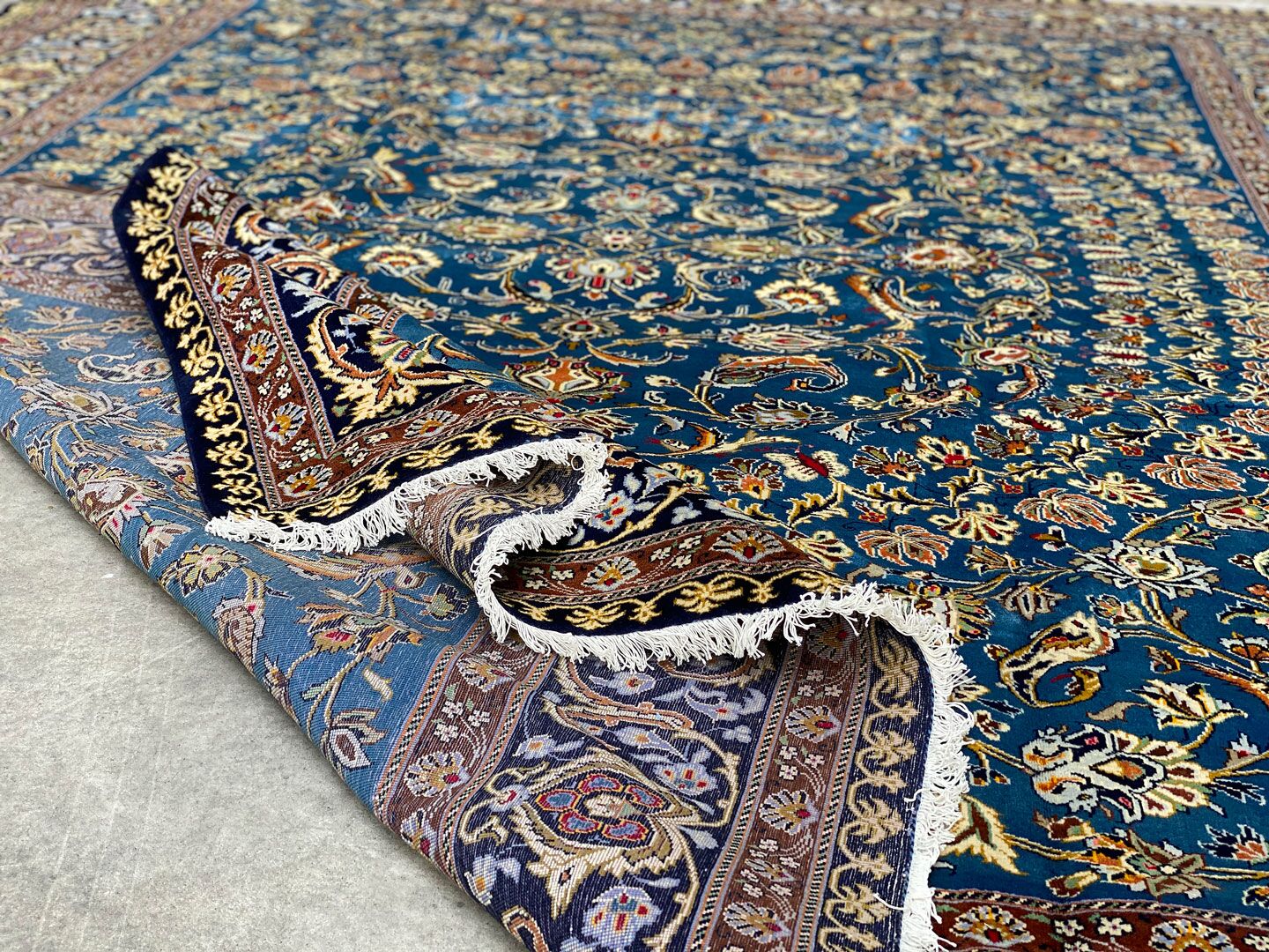 4.1x3M Signed Indigo Blue Kashan Rug - Image 7