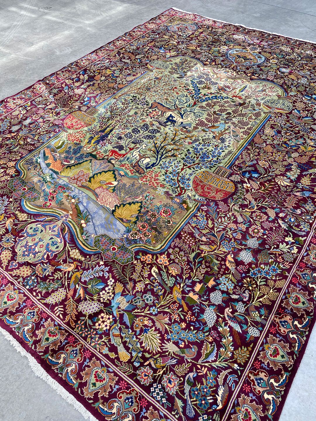 Antique Museum Piece Garden Of Eden Kashmar Rug (90 Years) - Image 3