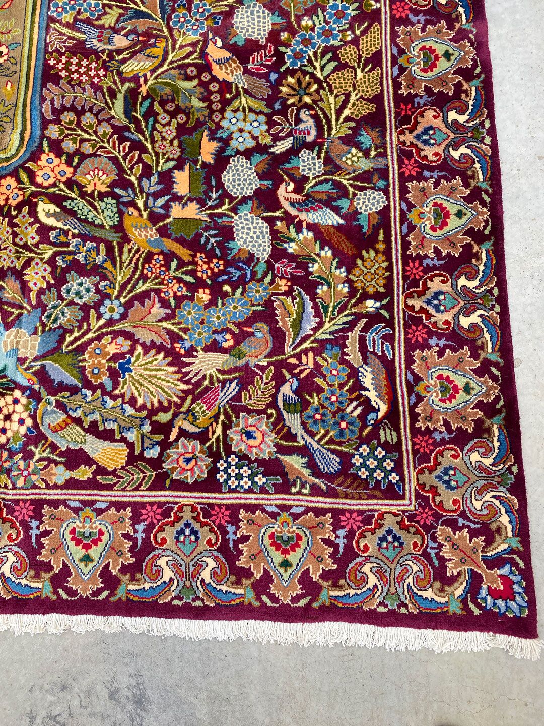 Antique Museum Piece Garden Of Eden Kashmar Rug (90 Years) - Image 5
