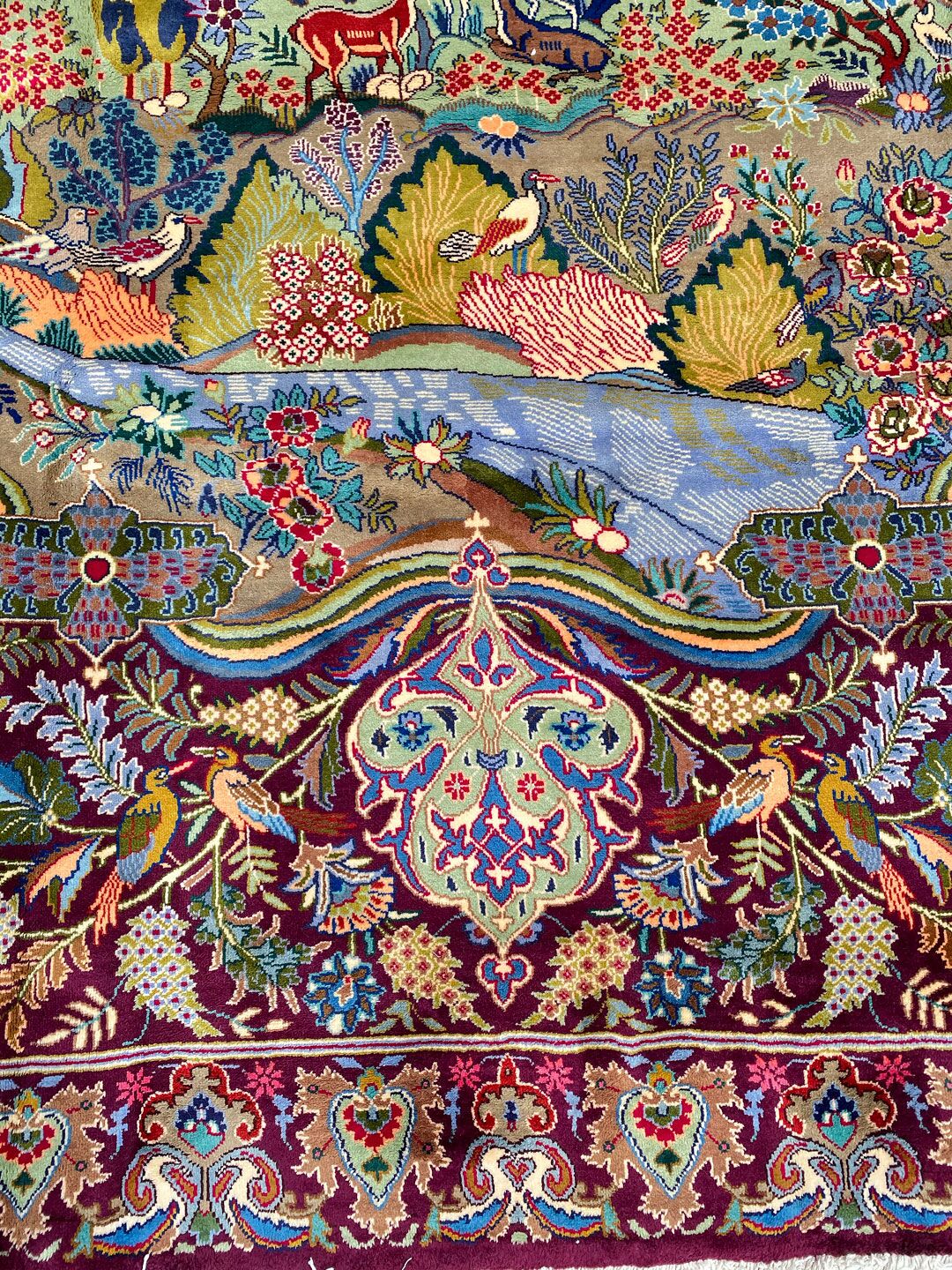 Antique Museum Piece Garden Of Eden Kashmar Rug (90 Years) - Image 2