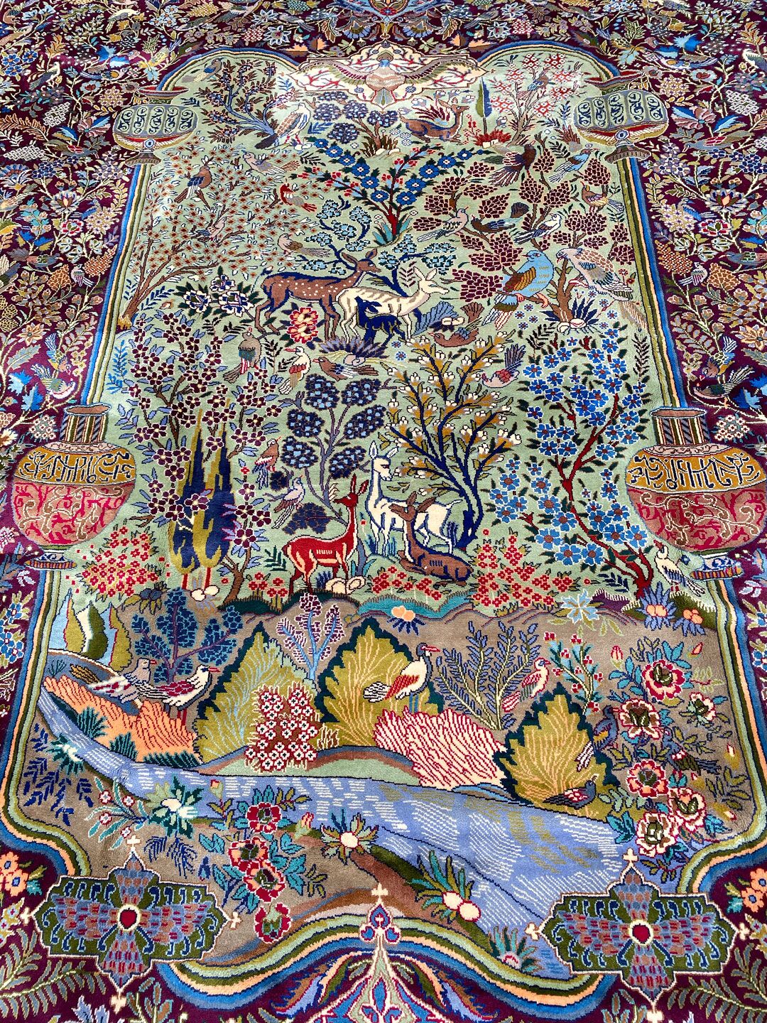 Antique Museum Piece Garden Of Eden Kashmar Rug (90 Years) - Image 6
