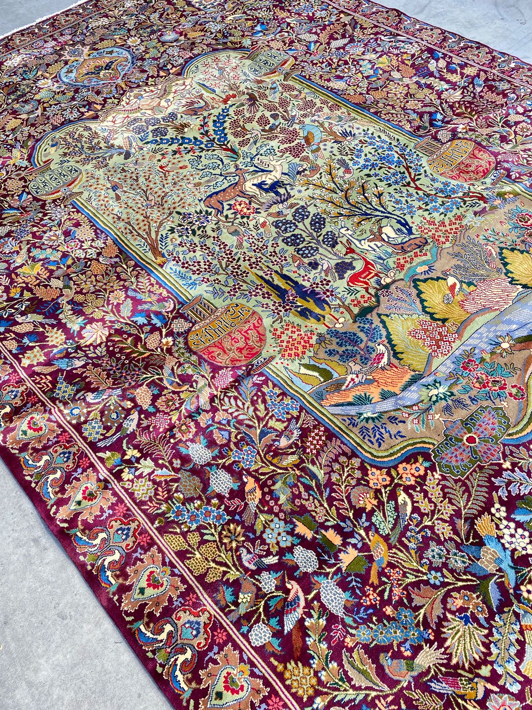 Antique Museum Piece Garden Of Eden Kashmar Rug (90 Years) - Image 12