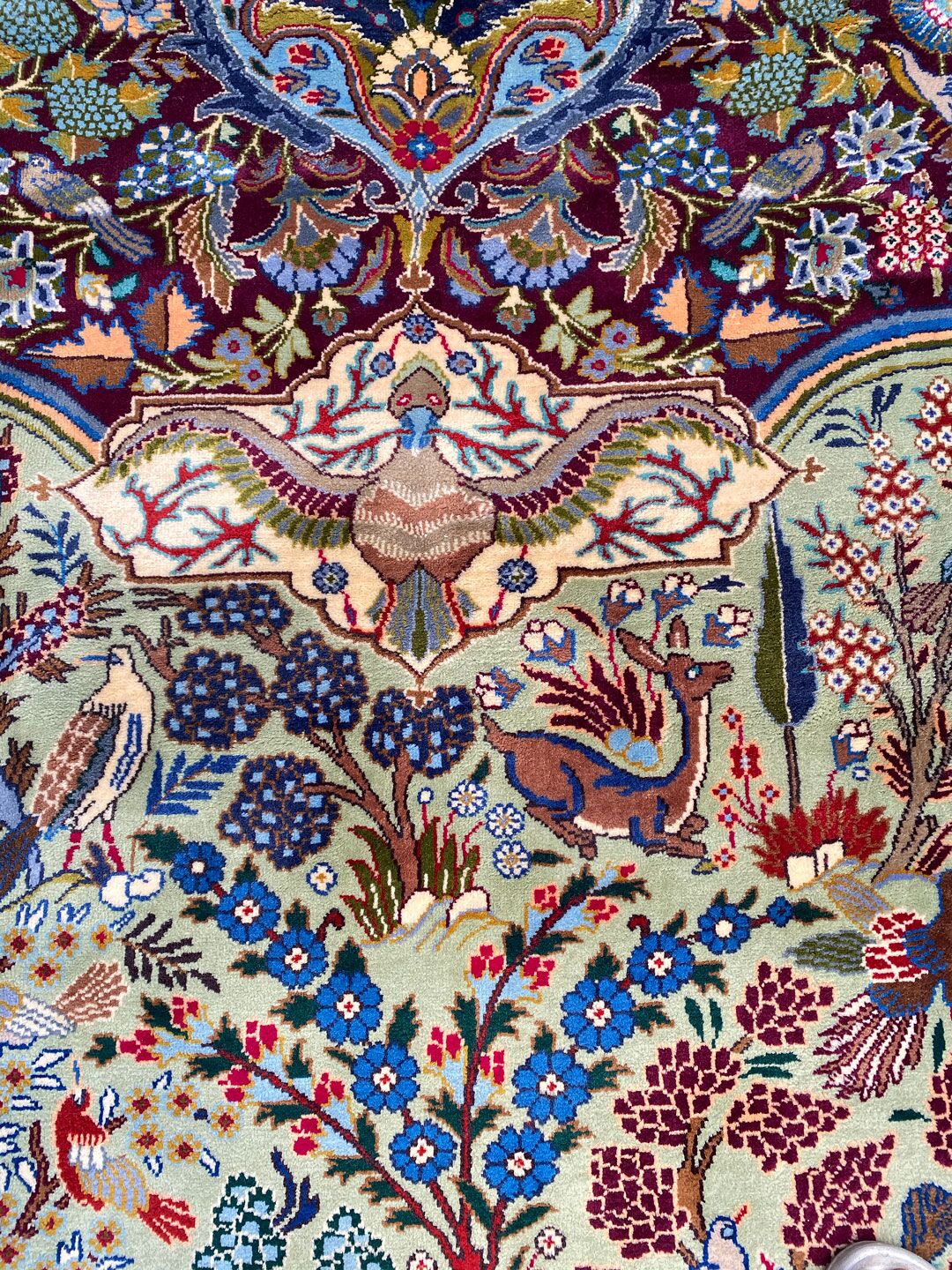 Antique Museum Piece Garden Of Eden Kashmar Rug (90 Years) - Image 8