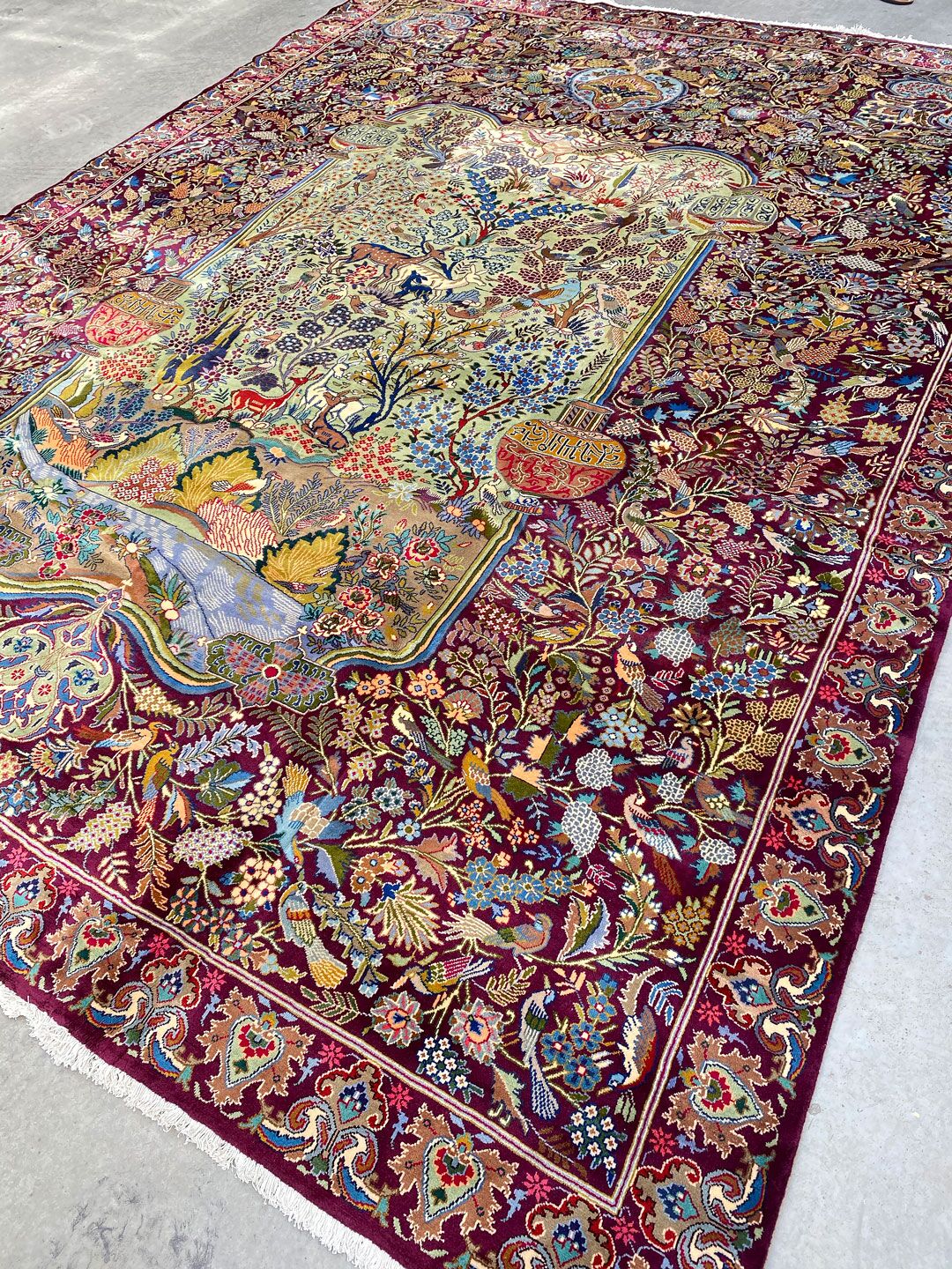 Antique Museum Piece Garden Of Eden Kashmar Rug (90 Years) - Image 13