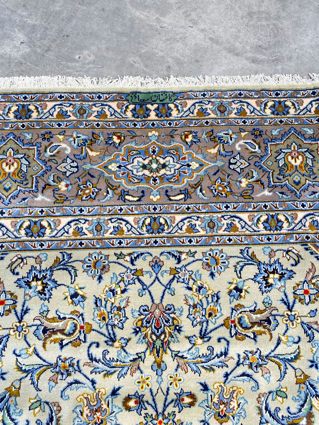 4.1x3M Signed Pistachio Tone Persian Kashan - Image 3