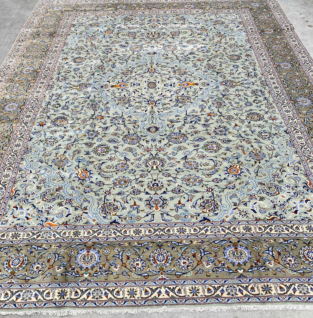 4.1x3.1M Signed Fine Pistachio Tone Persian Kashan - Image 3