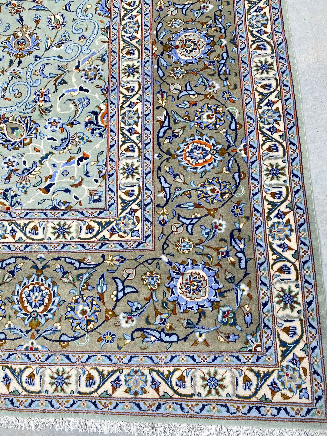 4.1x3.1M Signed Fine Pistachio Tone Persian Kashan - Image 2