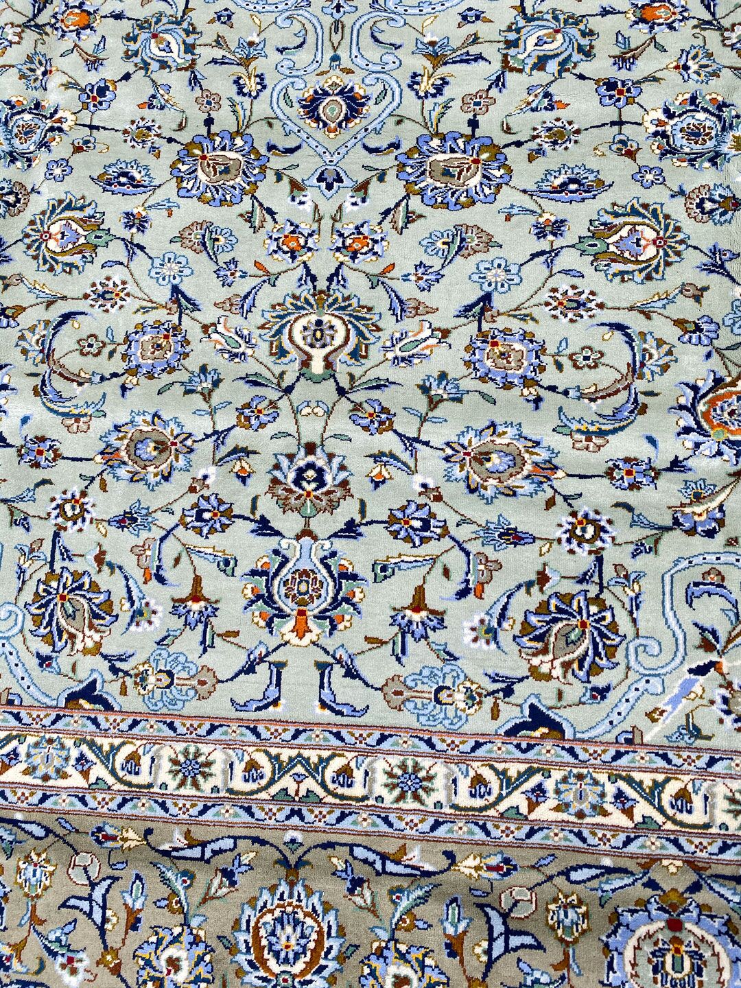 4.1x3.1M Signed Fine Pistachio Tone Persian Kashan - Image 4