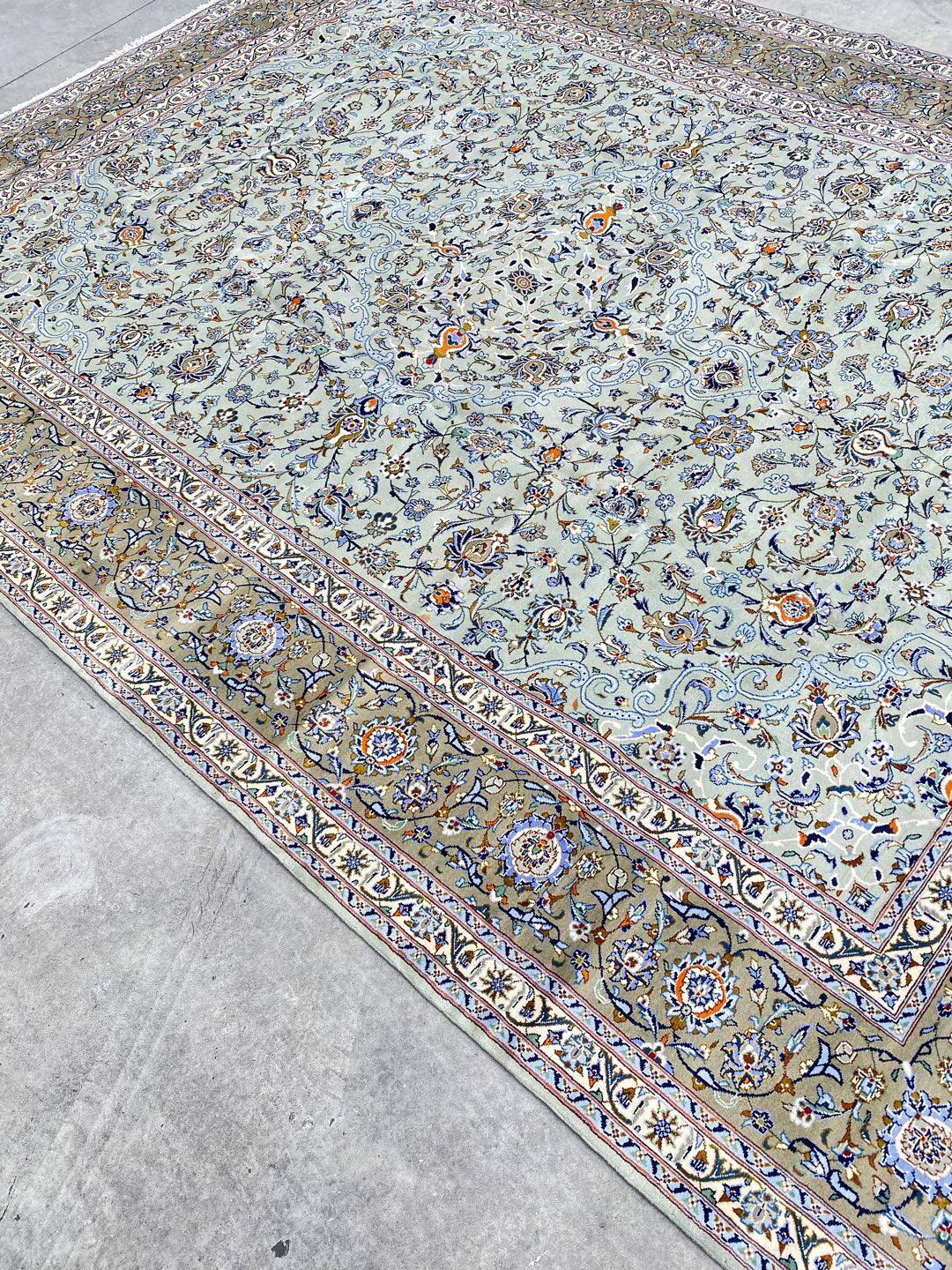 4.1x3.1M Signed Fine Pistachio Tone Persian Kashan - Image 7