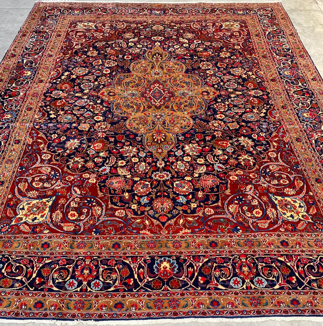 4x3M Antique Signed French Roses Design Mood Rug