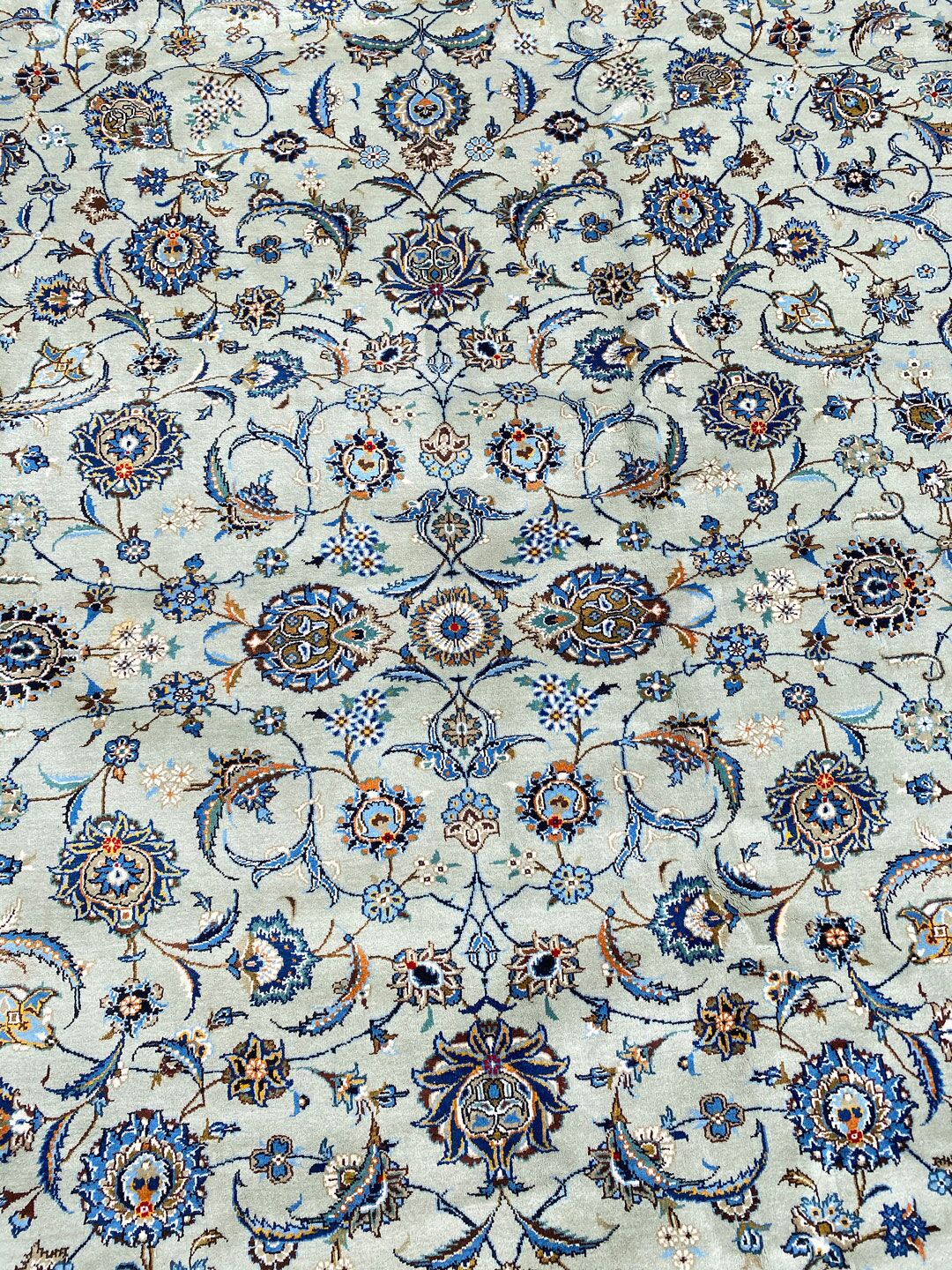 4.5x3.4M Over Sized Pistachio Tone Persian Kashan Rug