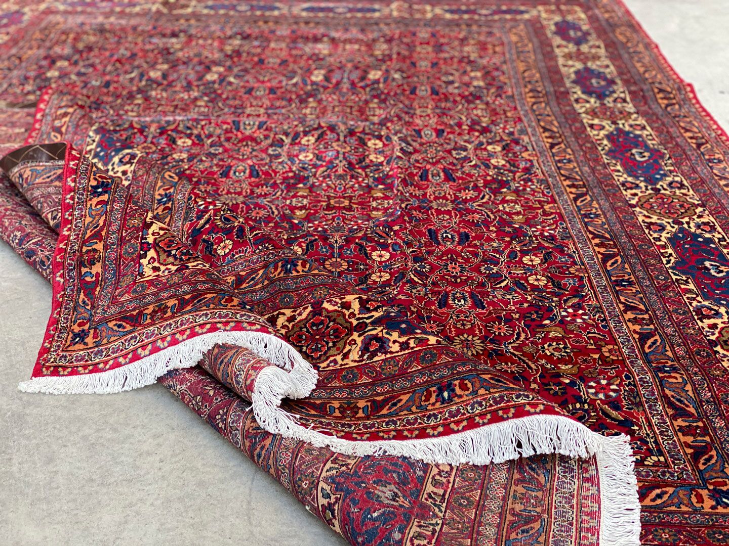 Antique And Signed Mashad Persian Rug