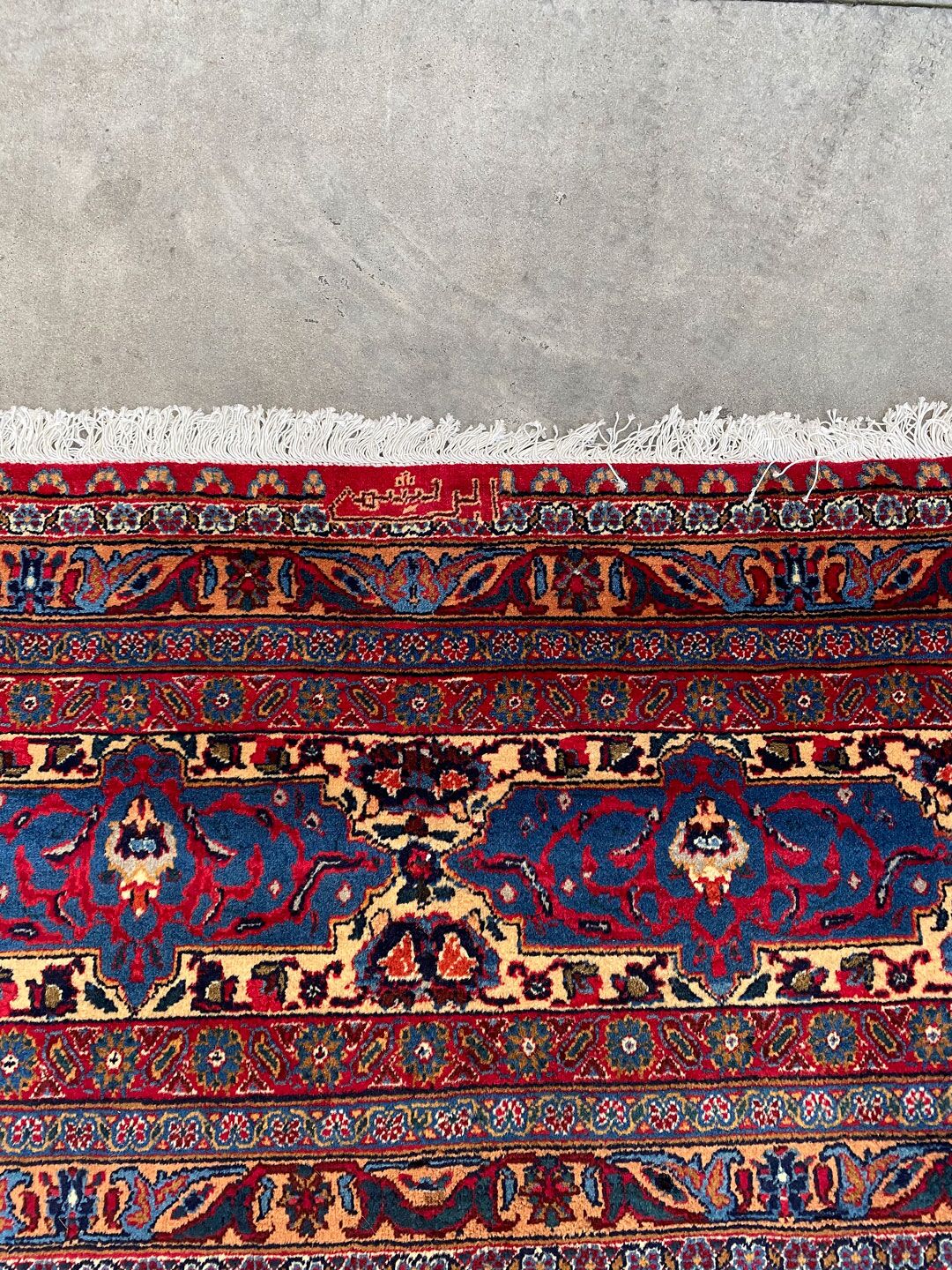 Antique And Signed Mashad Persian Rug - Image 9