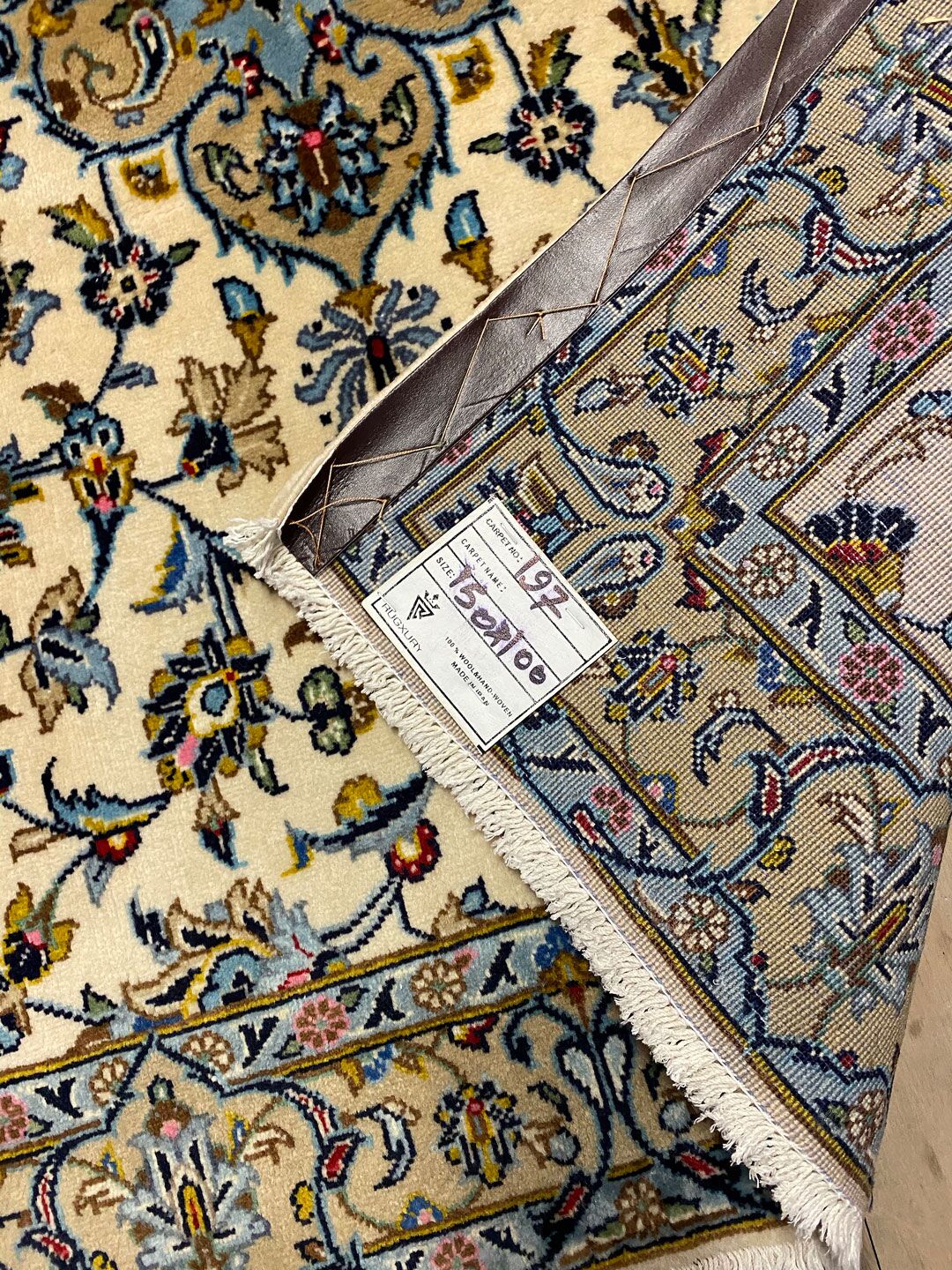 1.5x1M Signed Beige Persian Kashan - Image 6