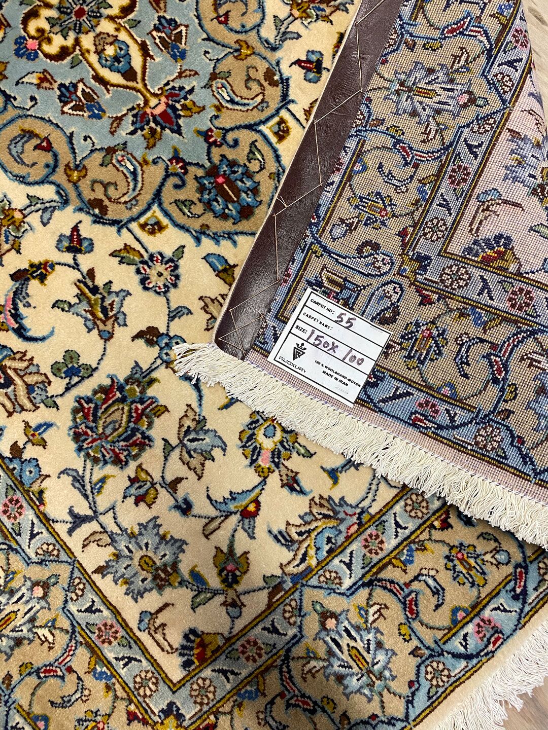 1.5x1M Signed Beige Persian Kashan Rug - Image 7
