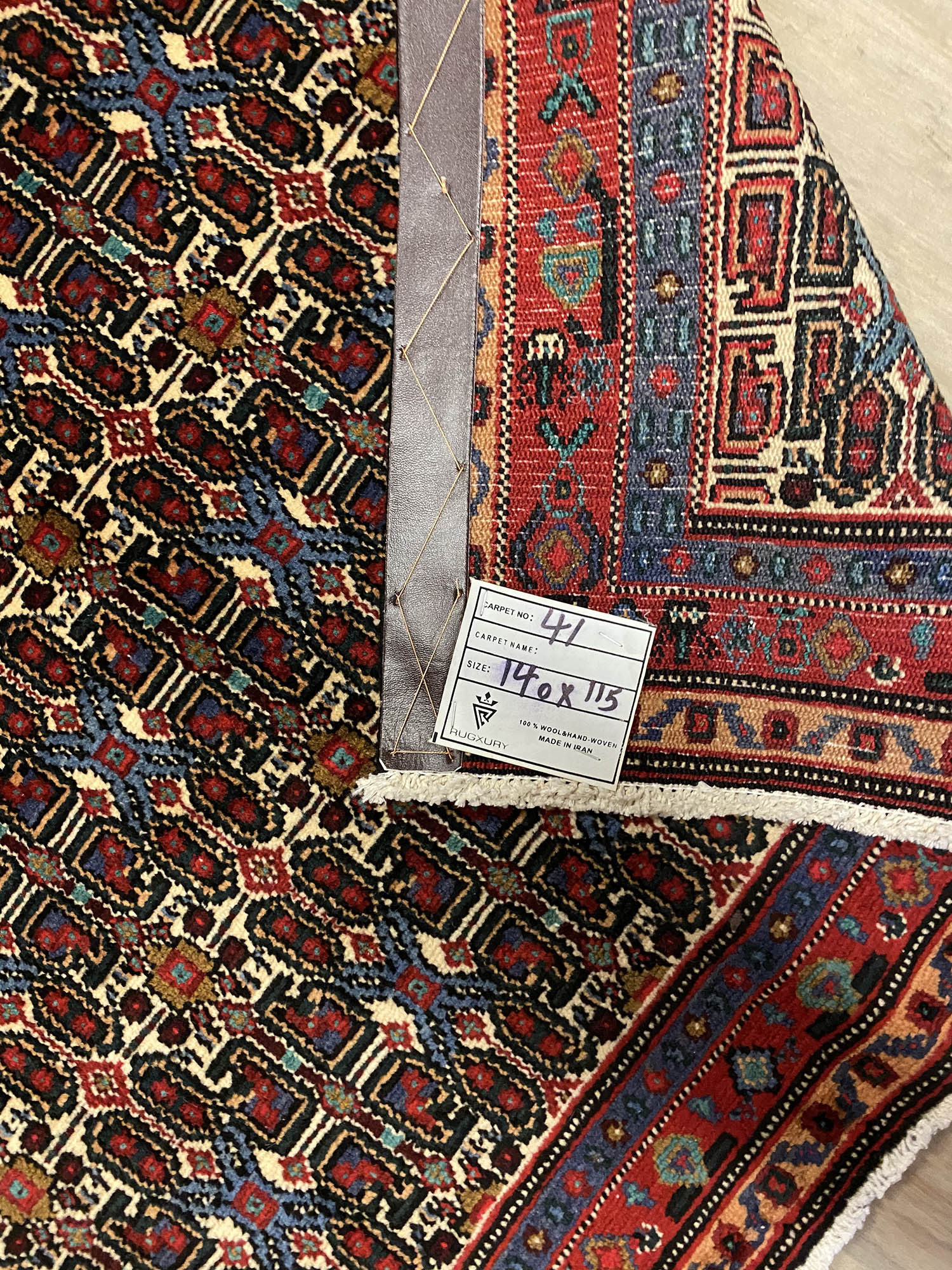 1.4x1.1M Kurdish Sanandaj Rug (Mahi) - Image 3