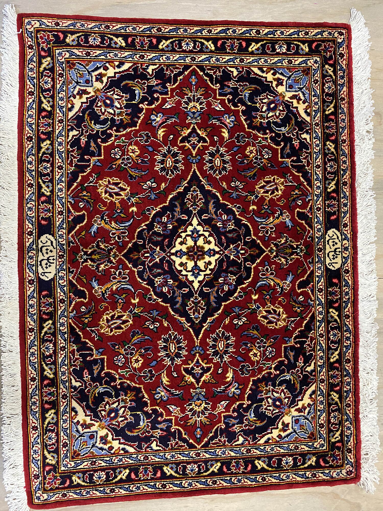 1x0.7M Royal Signed Kashan Persian Rug - Image 2