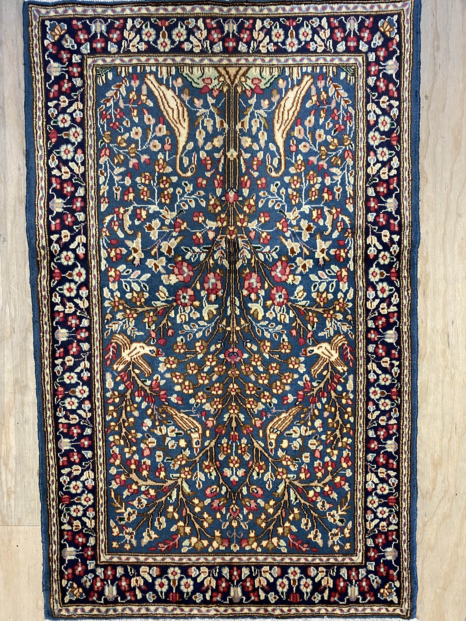 1.4x0.9M Tree Of Life Persian Kerman Rug - Image 4