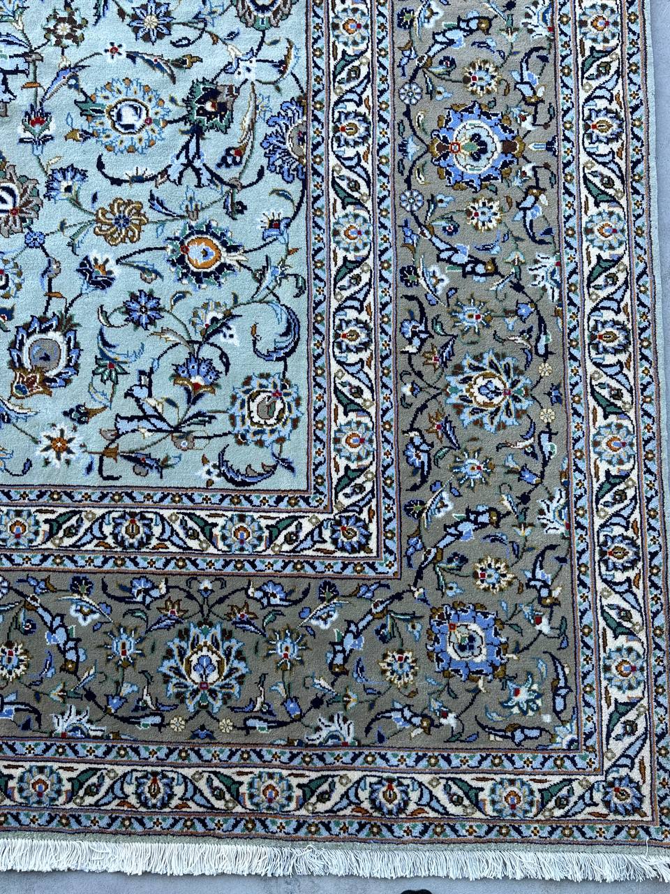 4x3M Superb Pistachio Tone Persian Kashan Rug - Image 10