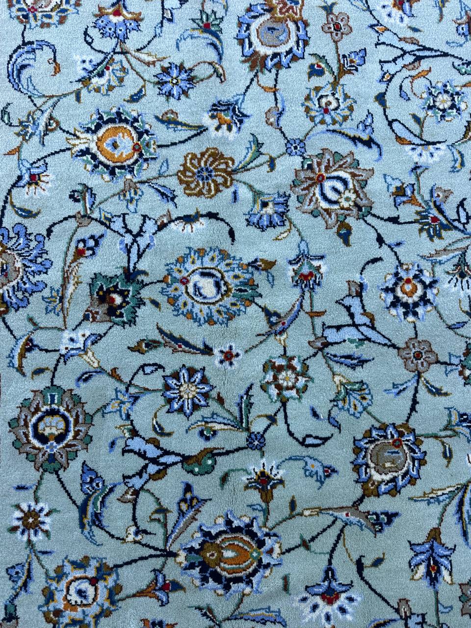 4x3M Superb Pistachio Tone Persian Kashan Rug - Image 4