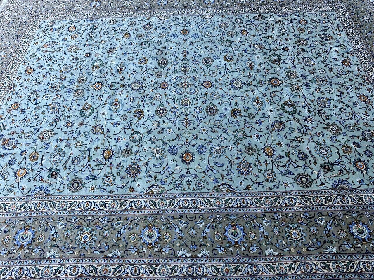 4x3M Superb Pistachio Tone Persian Kashan Rug - Image 9