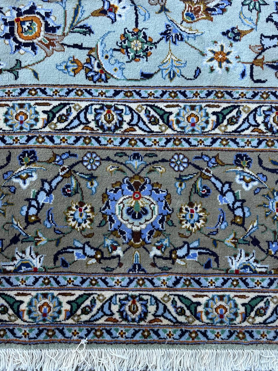 4x3M Superb Pistachio Tone Persian Kashan Rug - Image 3