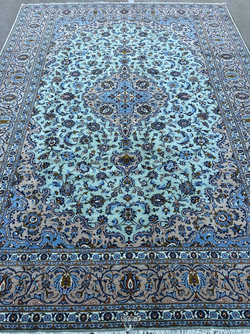 4x3M Signed Pistachio Tone Persian Kashan Rug - Image 2