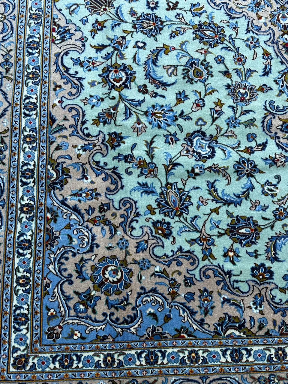 4x3M Signed Pistachio Tone Persian Kashan Rug - Image 10
