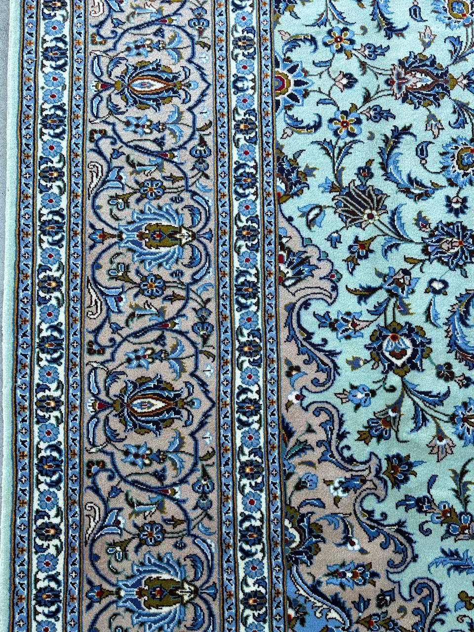 4x3M Signed Pistachio Tone Persian Kashan Rug - Image 8
