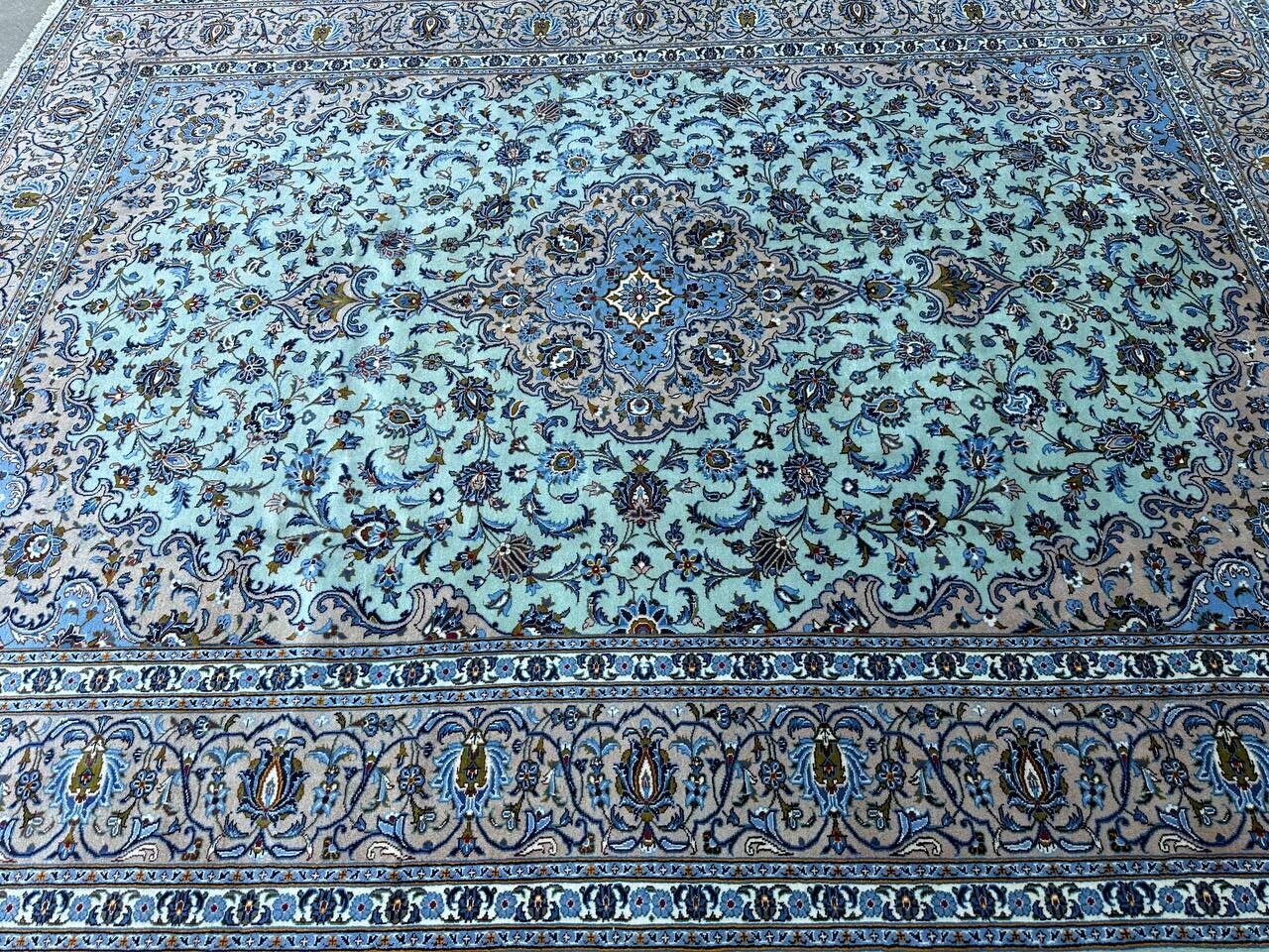 4x3M Signed Pistachio Tone Persian Kashan Rug - Image 5