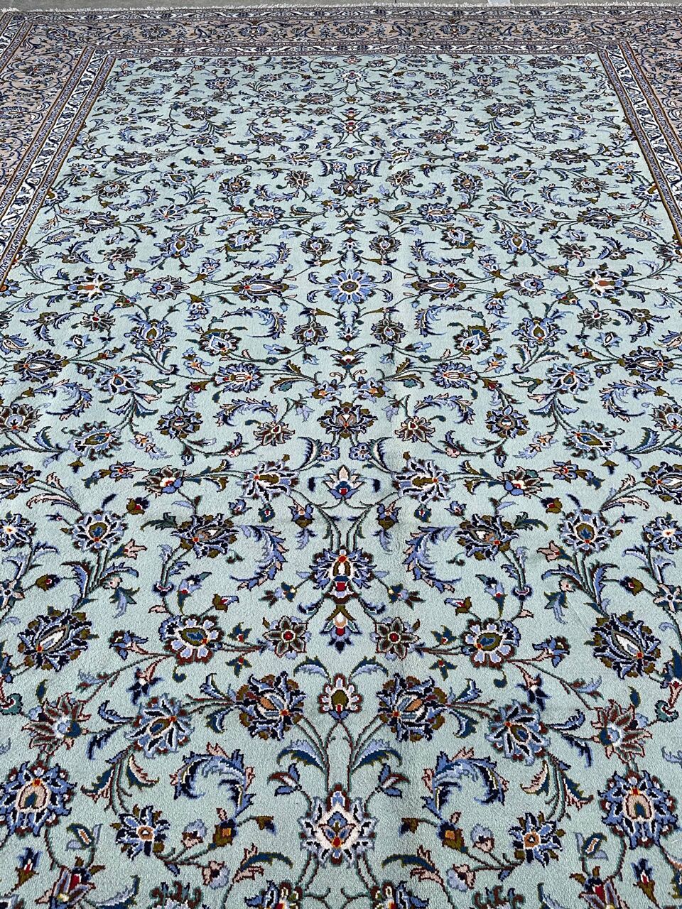 4.1x3M Pistachio Tone Persian Kashan Rug - Image 11