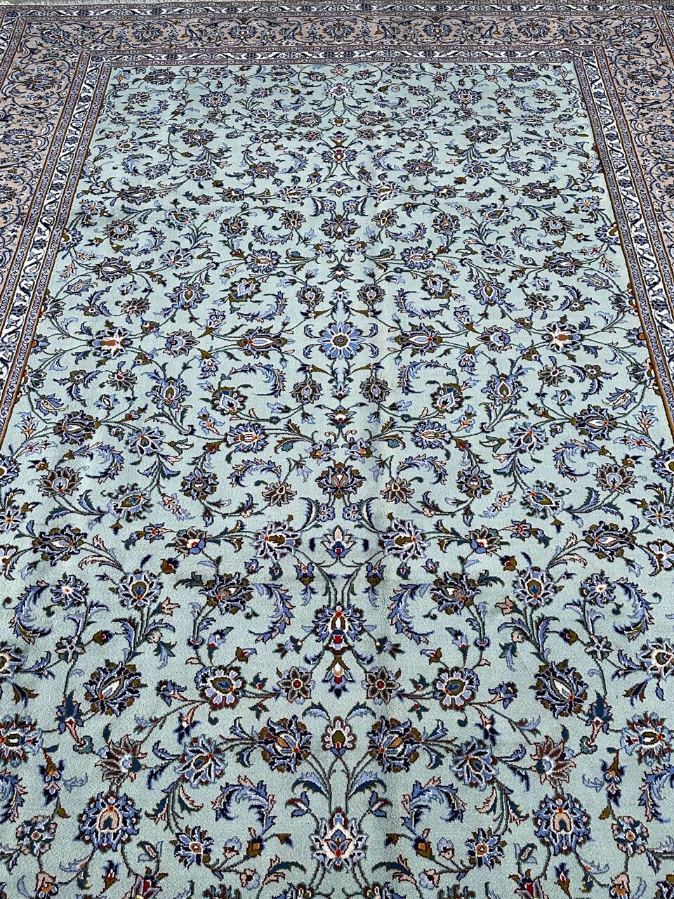 4.1x3M Pistachio Tone Persian Kashan Rug - Image 13