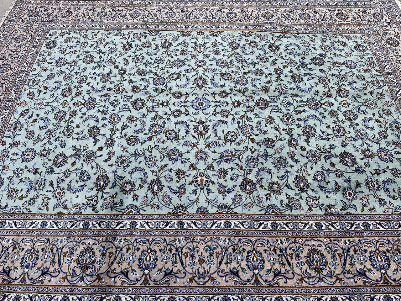 4.1x3M Pistachio Tone Persian Kashan Rug - Image 4