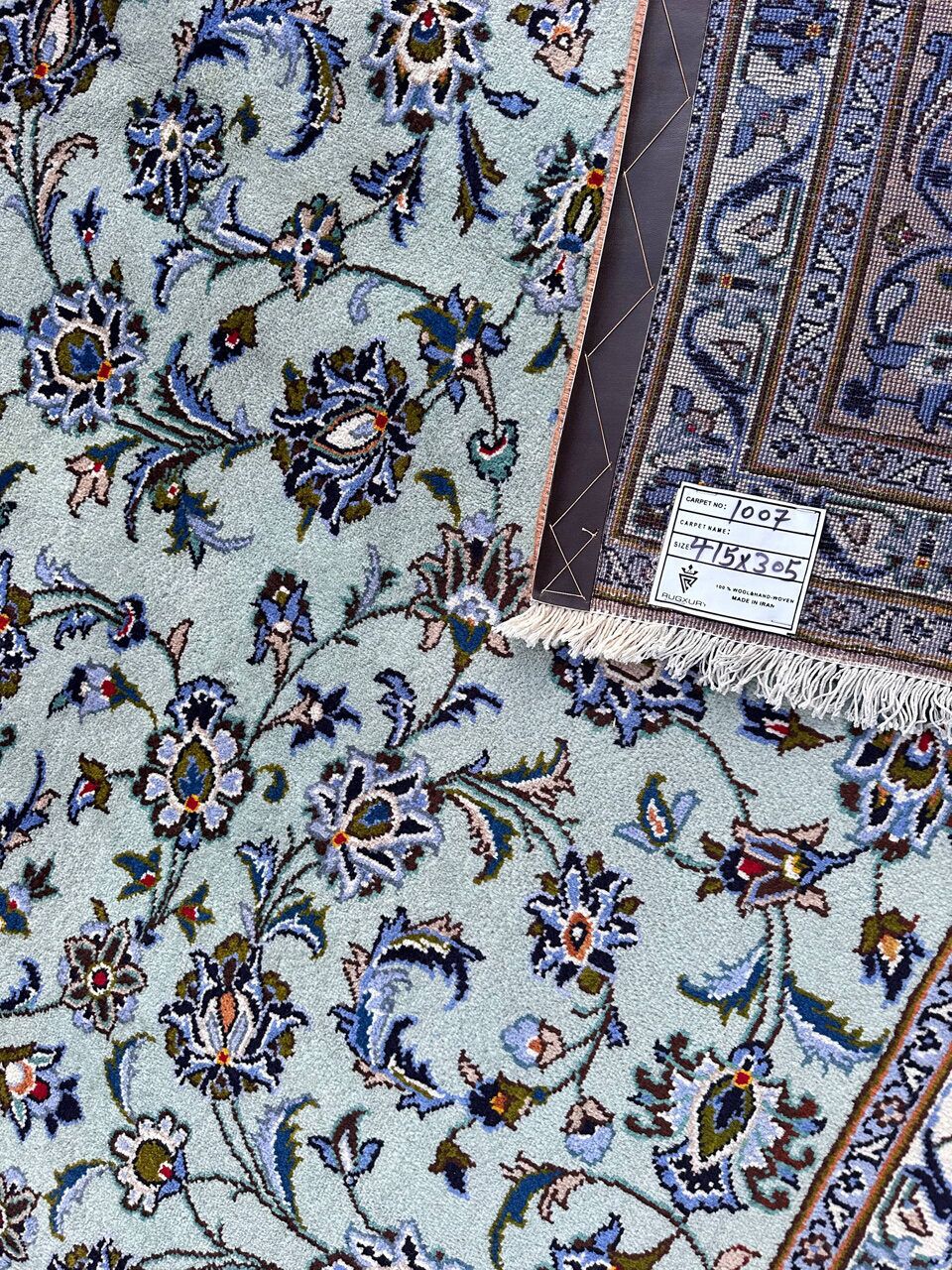 4.1x3M Pistachio Tone Persian Kashan Rug - Image 17