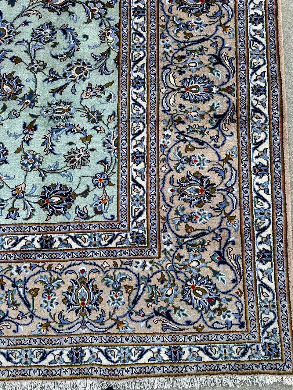 4.1x3M Pistachio Tone Persian Kashan Rug - Image 2