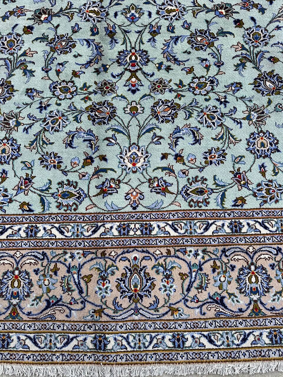 4.1x3M Pistachio Tone Persian Kashan Rug - Image 6