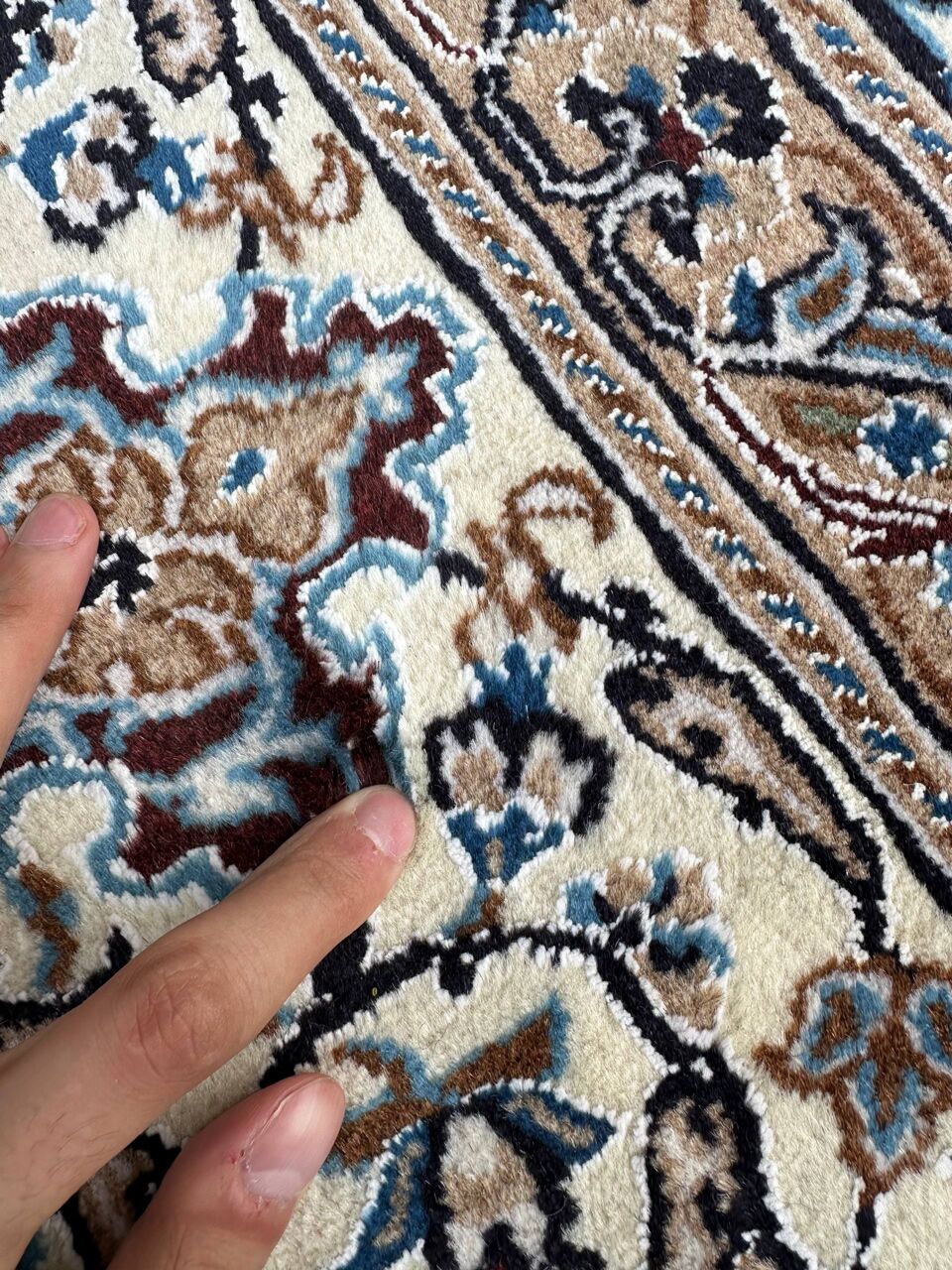 3.5x2.5M Fine Silkinlaid Rug Nain (9La) - Image 9