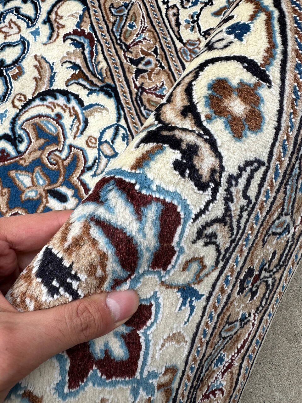 3.5x2.5M Fine Silkinlaid Rug Nain (9La) - Image 10