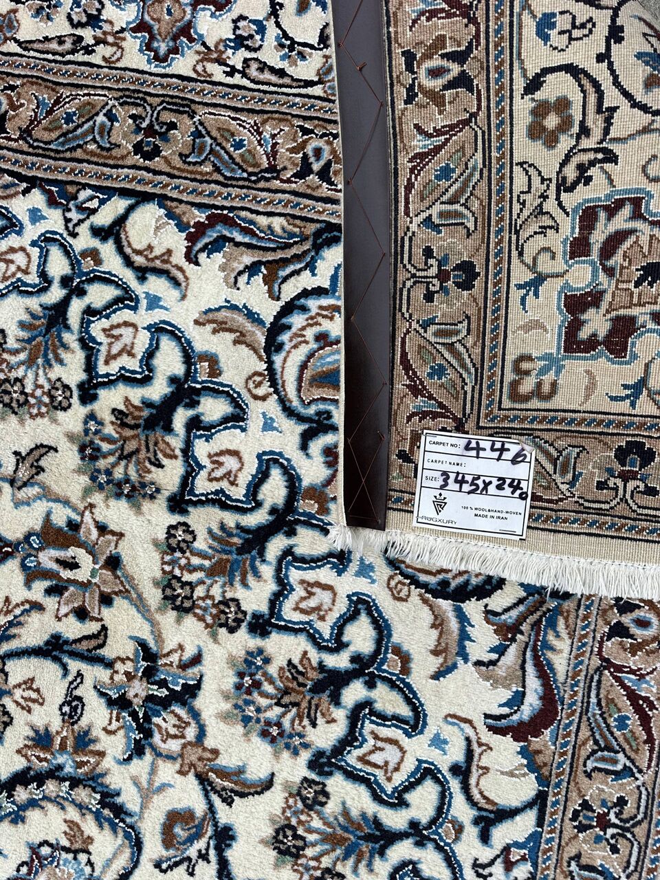 3.5x2.5M Fine Silkinlaid Rug Nain (9La) - Image 13