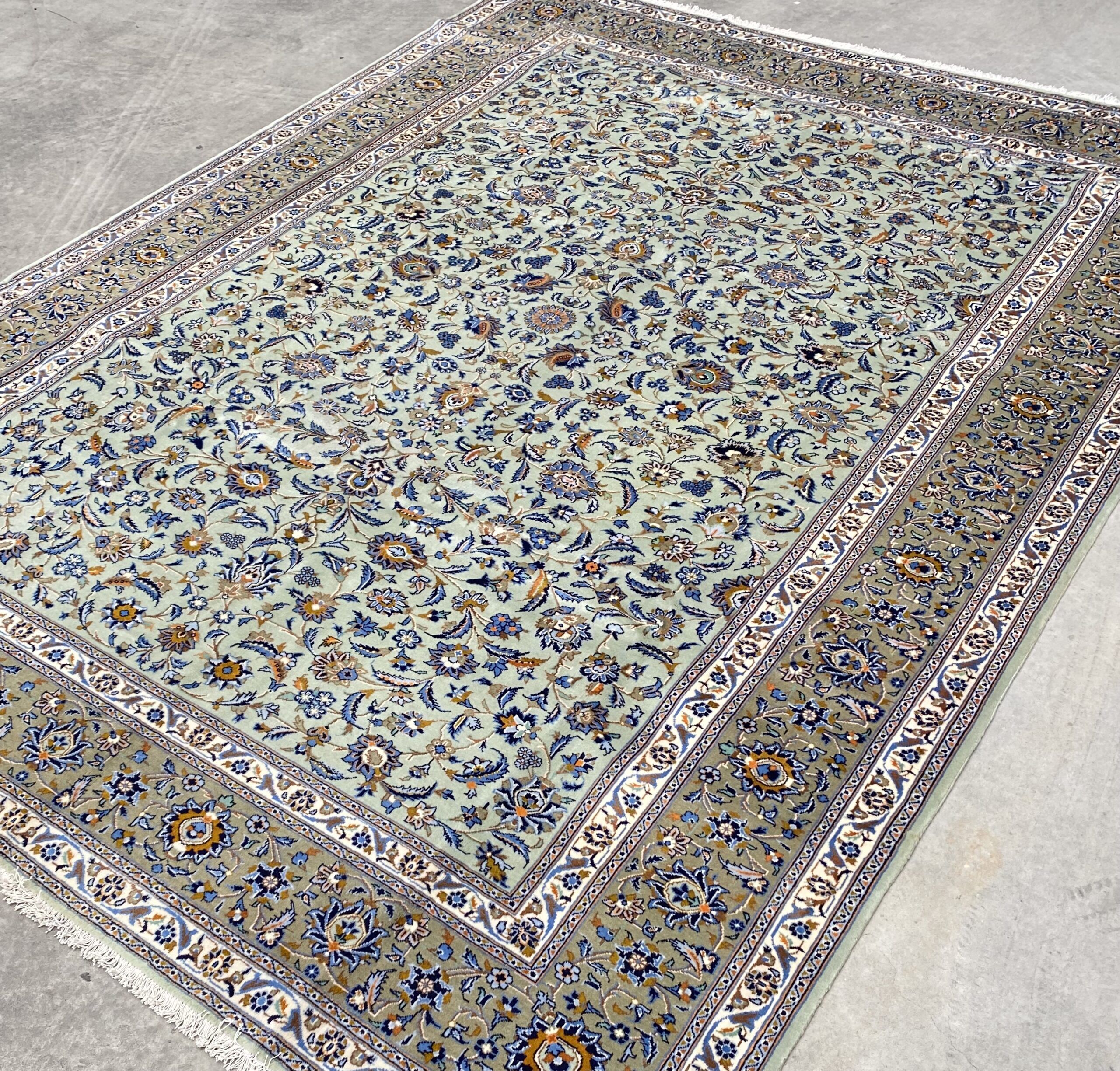 3.4x2.4M Signed Pistachio Tone Persian Kashan - Image 4