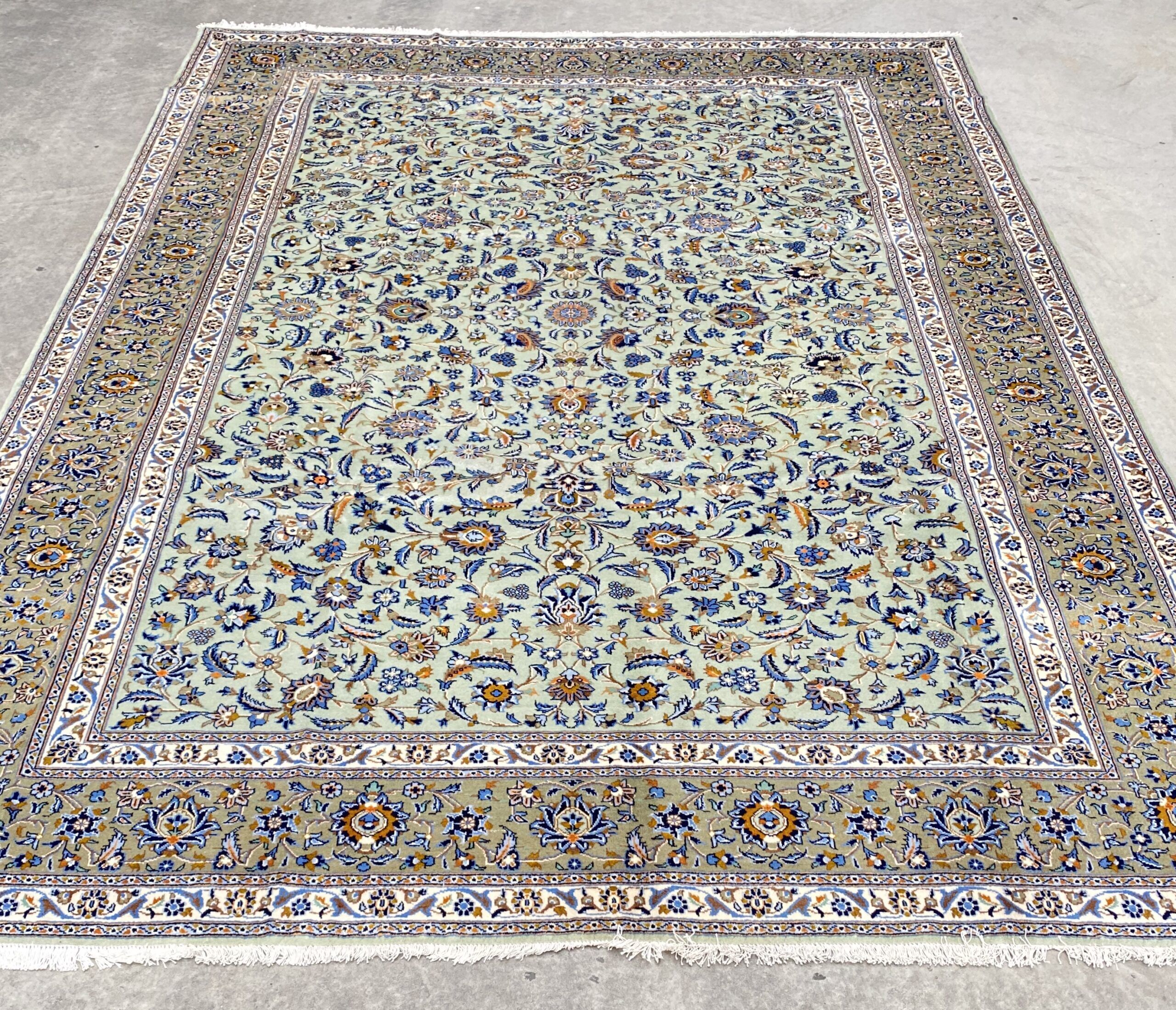 3.4x2.4M Signed Pistachio Tone Persian Kashan - Image 3