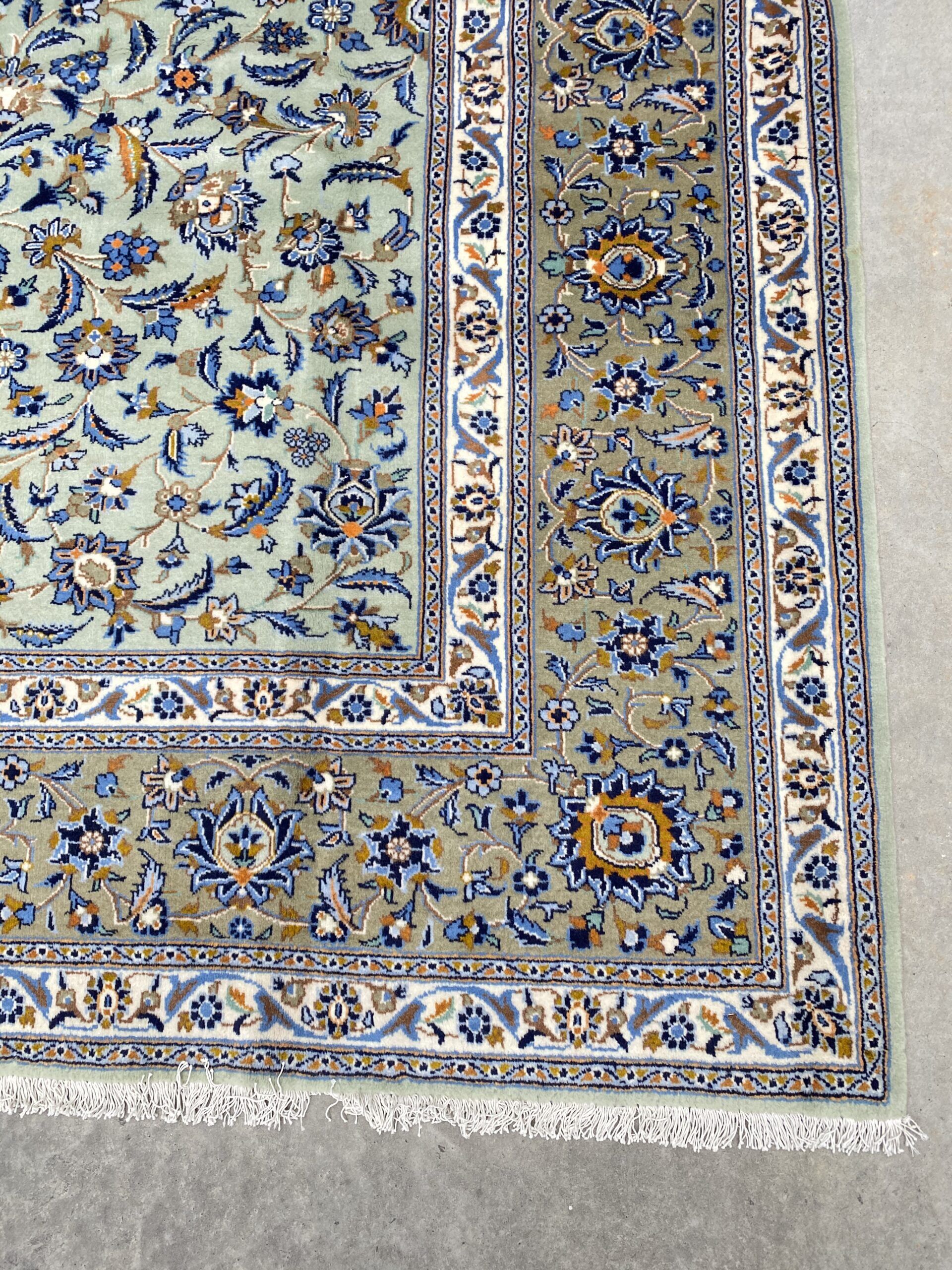 3.4x2.4M Signed Pistachio Tone Persian Kashan - Image 5