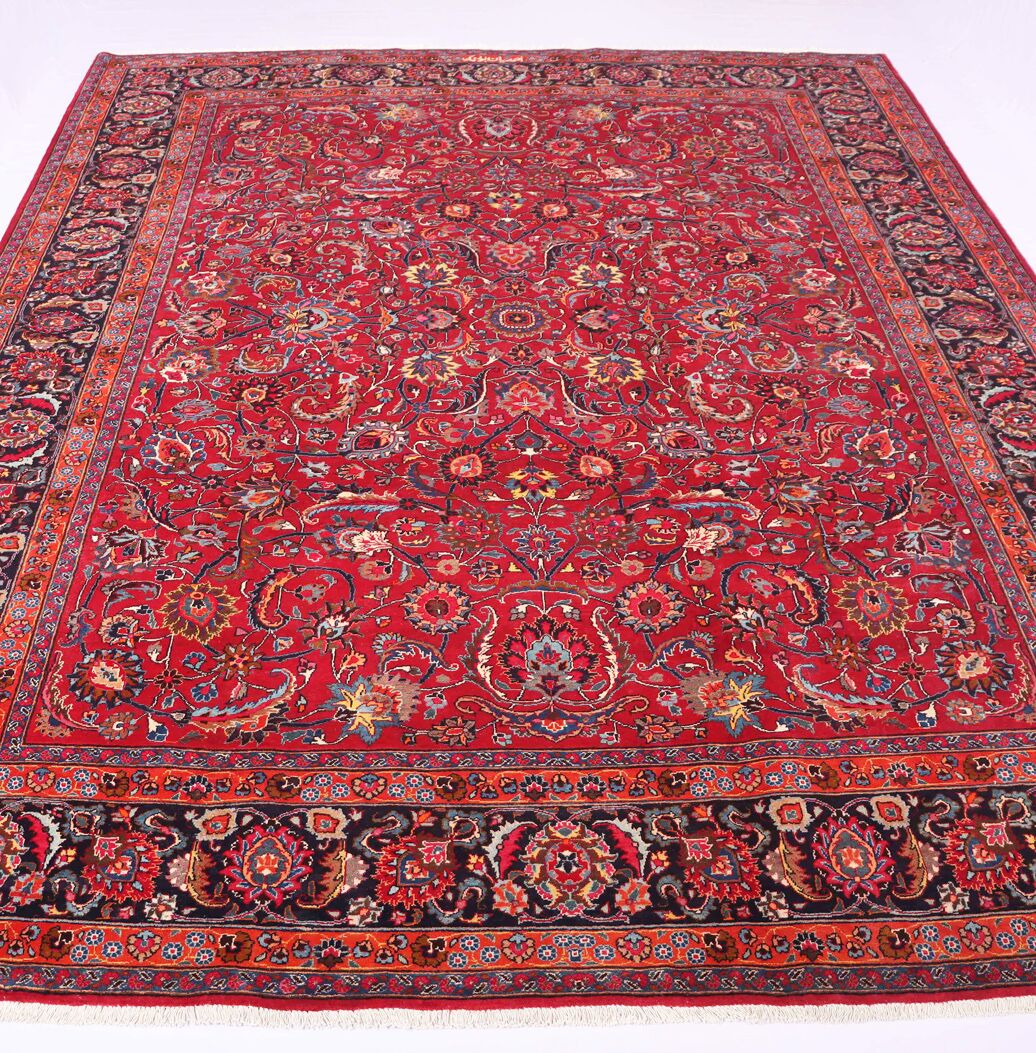 4x3 Antique & Signed Mashad Persian Rug - Image 4