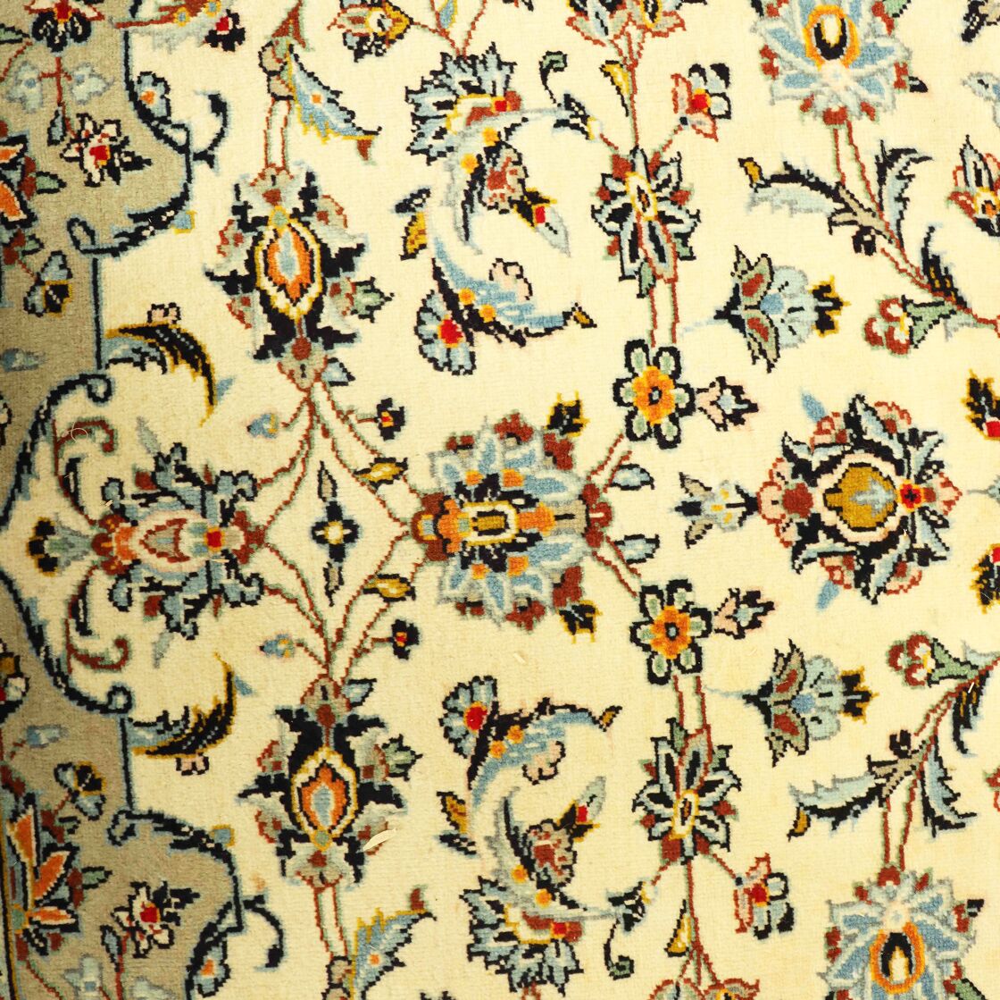 3.4x2.5M Signed Pistachio Tone Persian Kashan Rug - Image 5