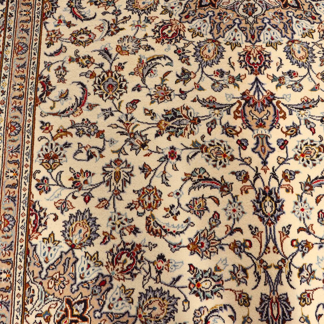 3x2M Beige Persian Kashan Rug - Image 6