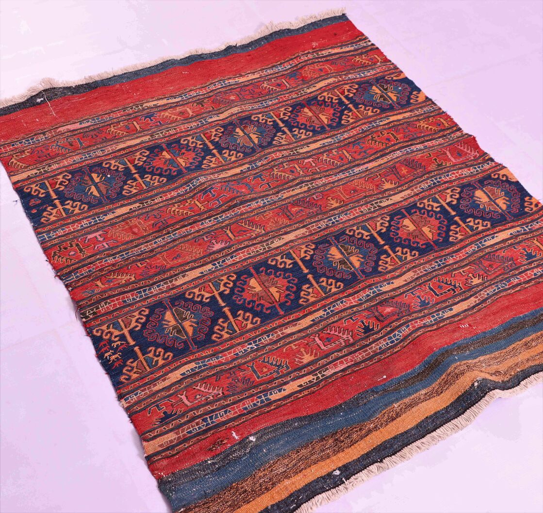 Antique 1.2x1M Persian Sumak Kilim Rug - Image 2