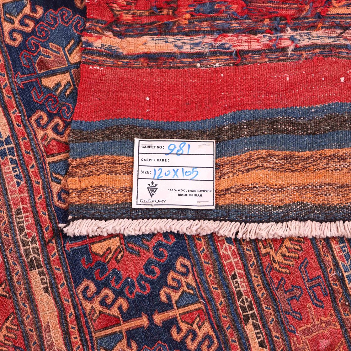 Antique 1.2x1M Persian Sumak Kilim Rug - Image 6