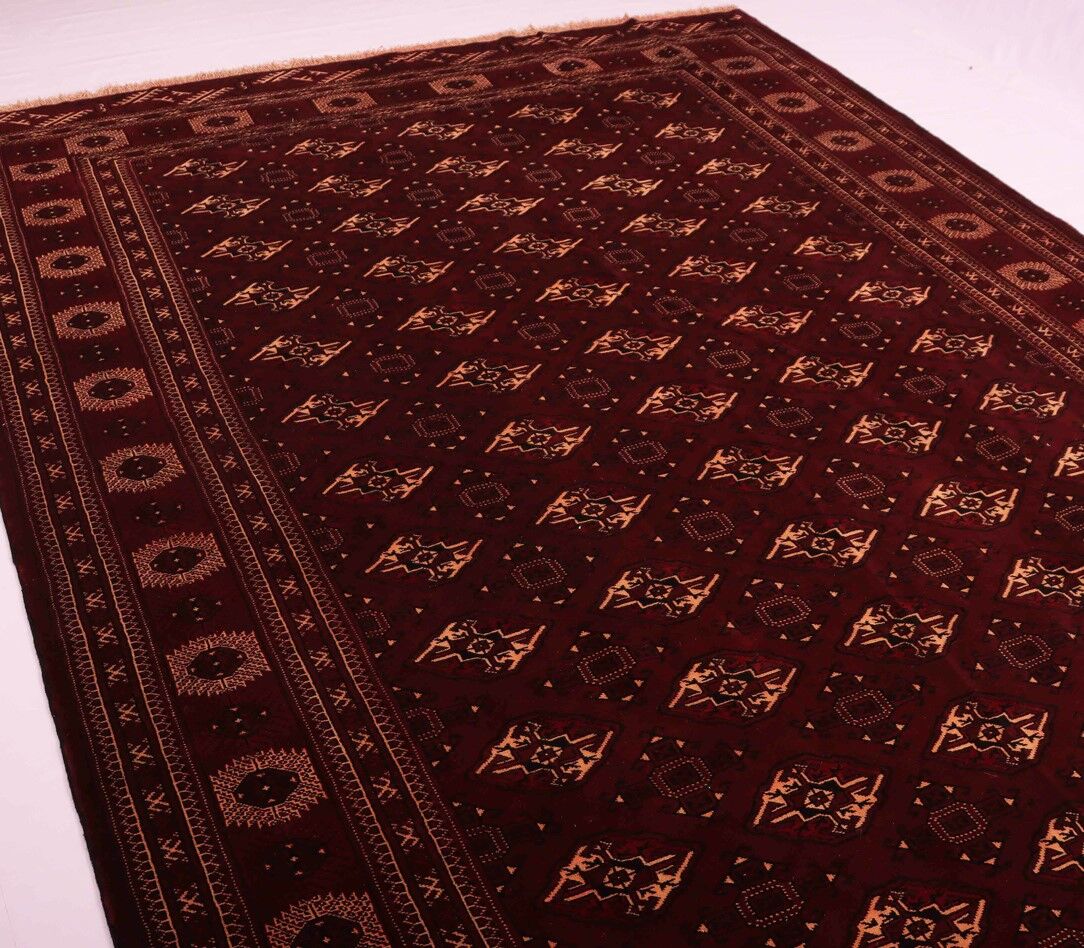 3.7x2.5M Chocolate Tone Turkoman Bokhara Rug - Image 6